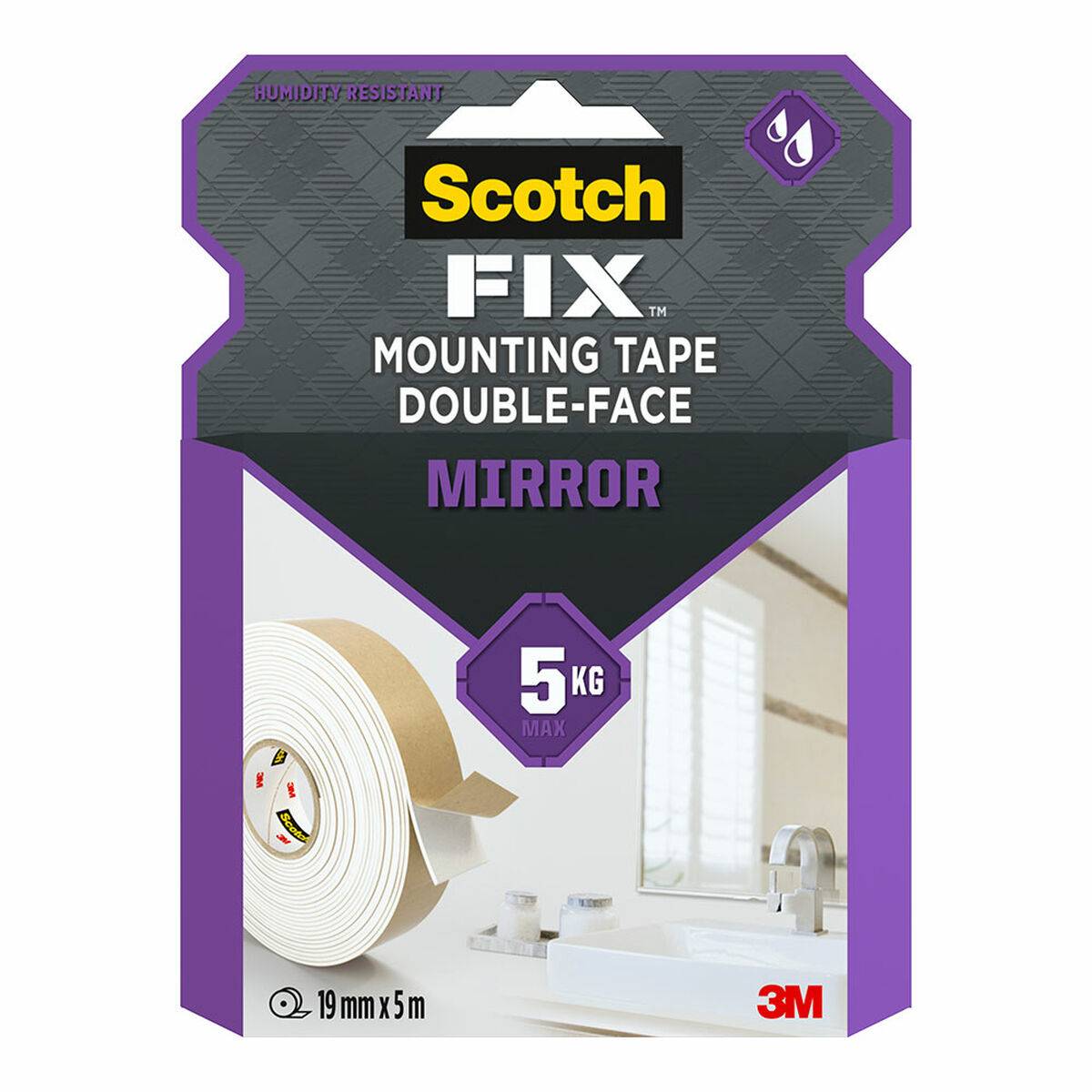 Cinta de Doble Cara Scotch 5 kg 19 mm x 5 m Transparente Espejos