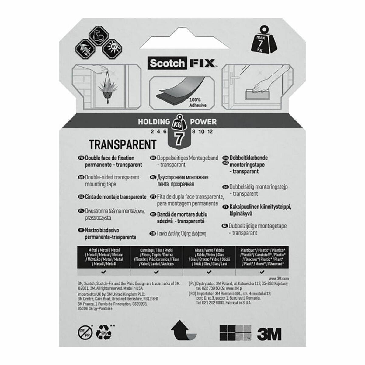 Cinta de Doble Cara Scotch Transparente 19 mm x 5 m