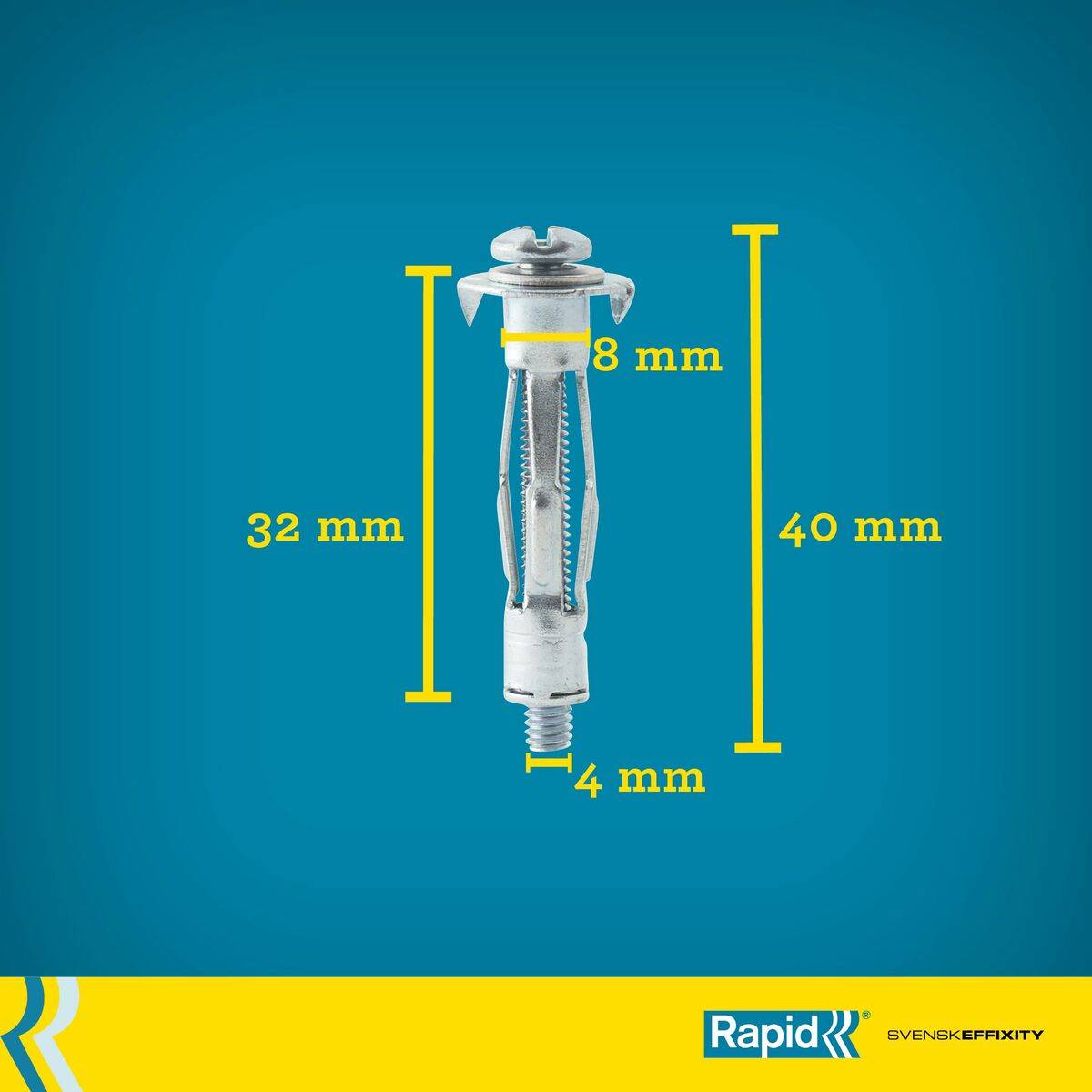 Tacos y tornillos Rapid M4 x 40 mm Ø 8 x 32 mm Metal Expansión 10 Unidades