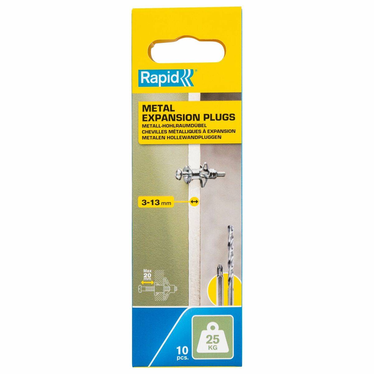 Tacos y tornillos Rapid M4 x 40 mm Ø 8 x 32 mm Metal Expansión 10 Unidades