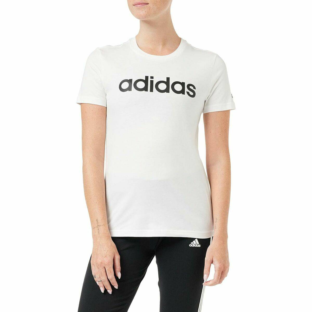Camiseta de Manga Corta Mujer Adidas Blanco
