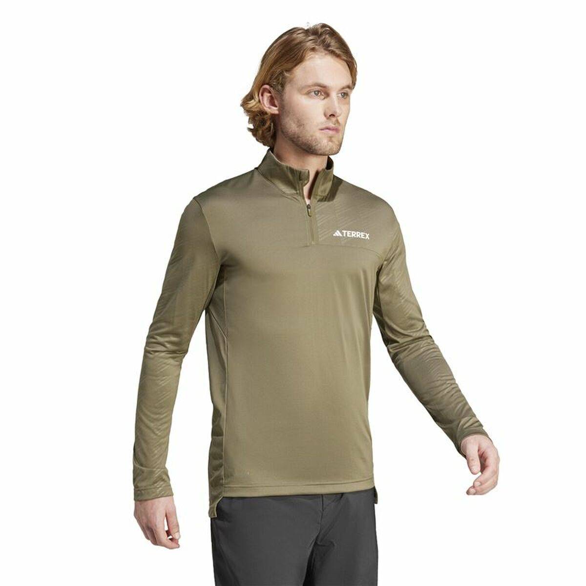 Sudadera sin Capucha Hombre Adidas Mt Half Zi Ls Marrón