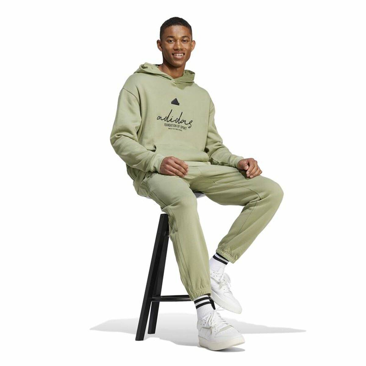 Sudadera con Capucha Hombre Adidas Brand Love French Terry Hoodie Verde Verde Claro