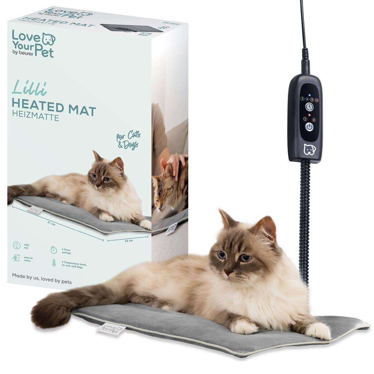 Cama eléctrica para mascotas Beurer PP210 LILLI Gris Pequeño