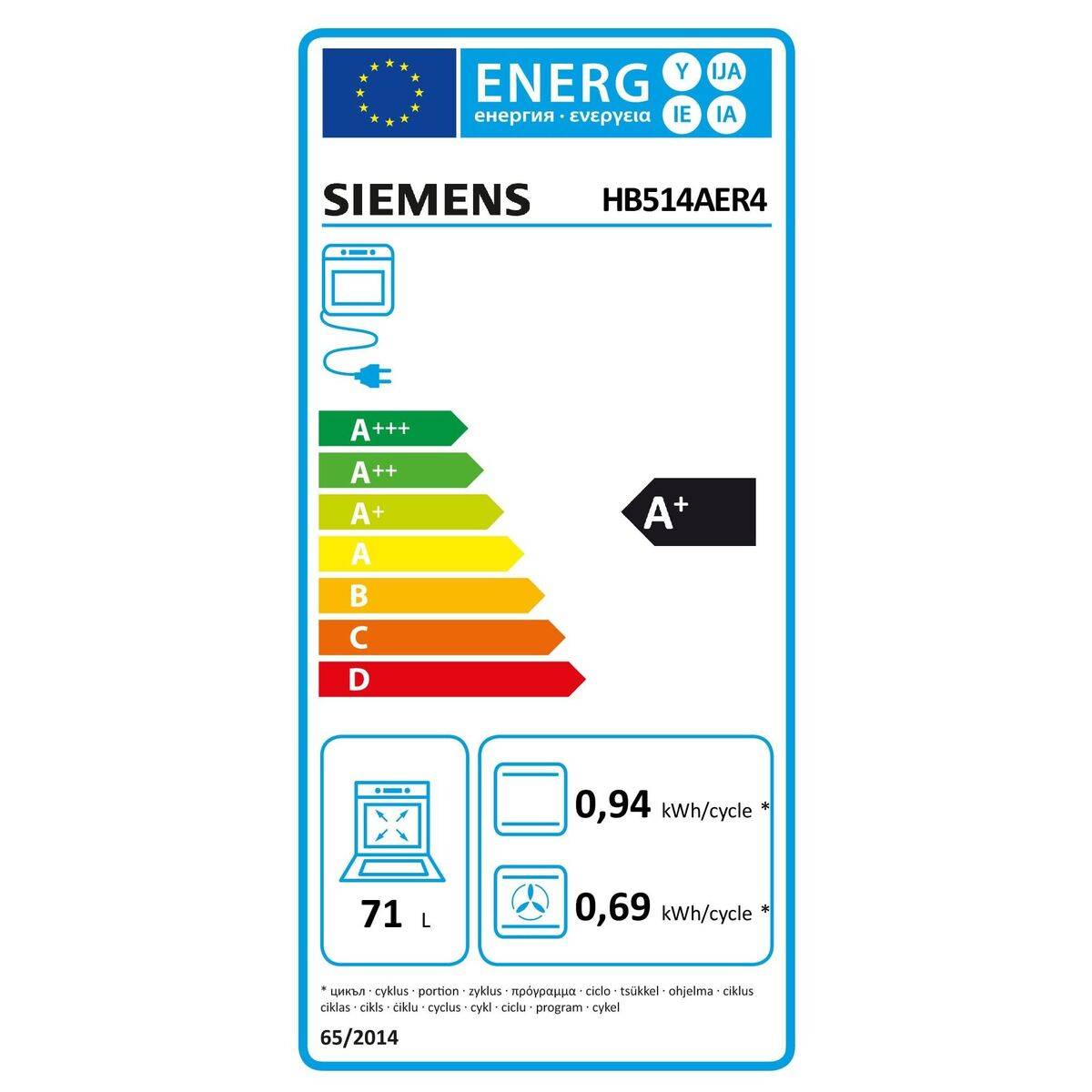 Horno Siemens HB514AER4 3600 W 71 L