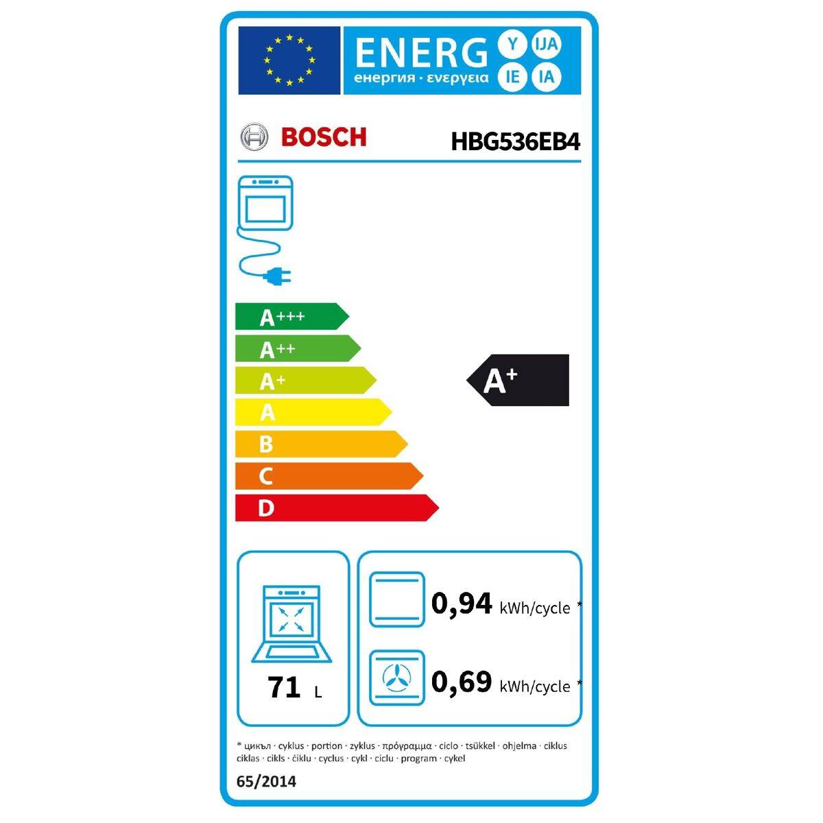 Horno BOSCH HBG536EB4 71 L