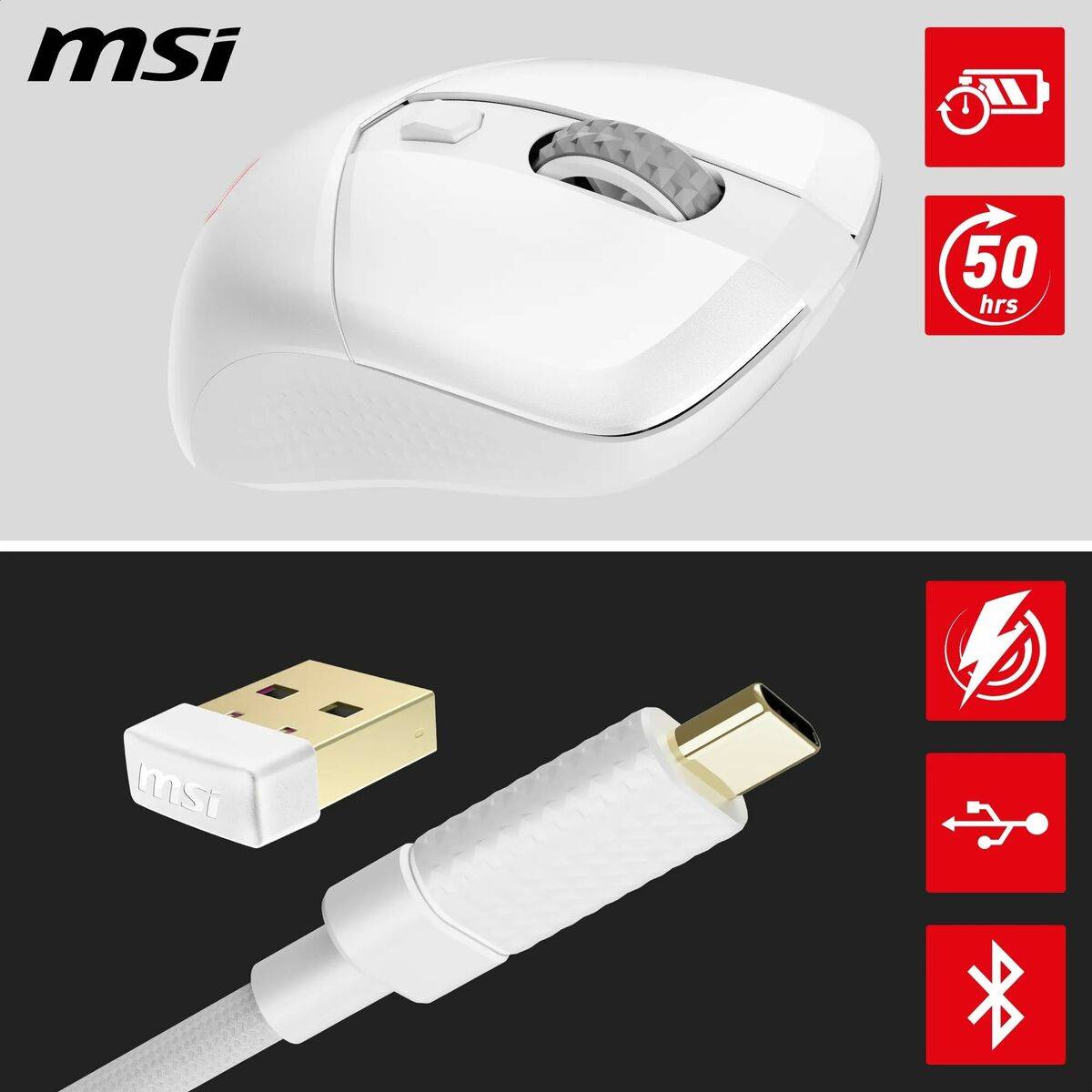 Ratón MSI S12-4301440-CLA Blanco 8000 dpi