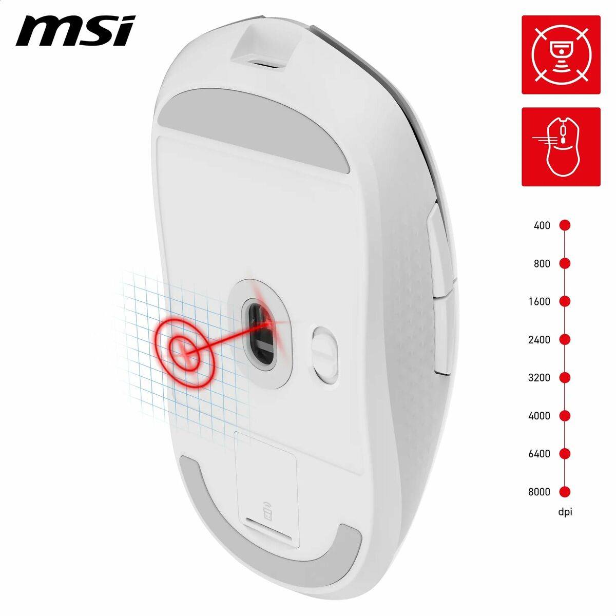 Ratón MSI S12-4301440-CLA Blanco 8000 dpi
