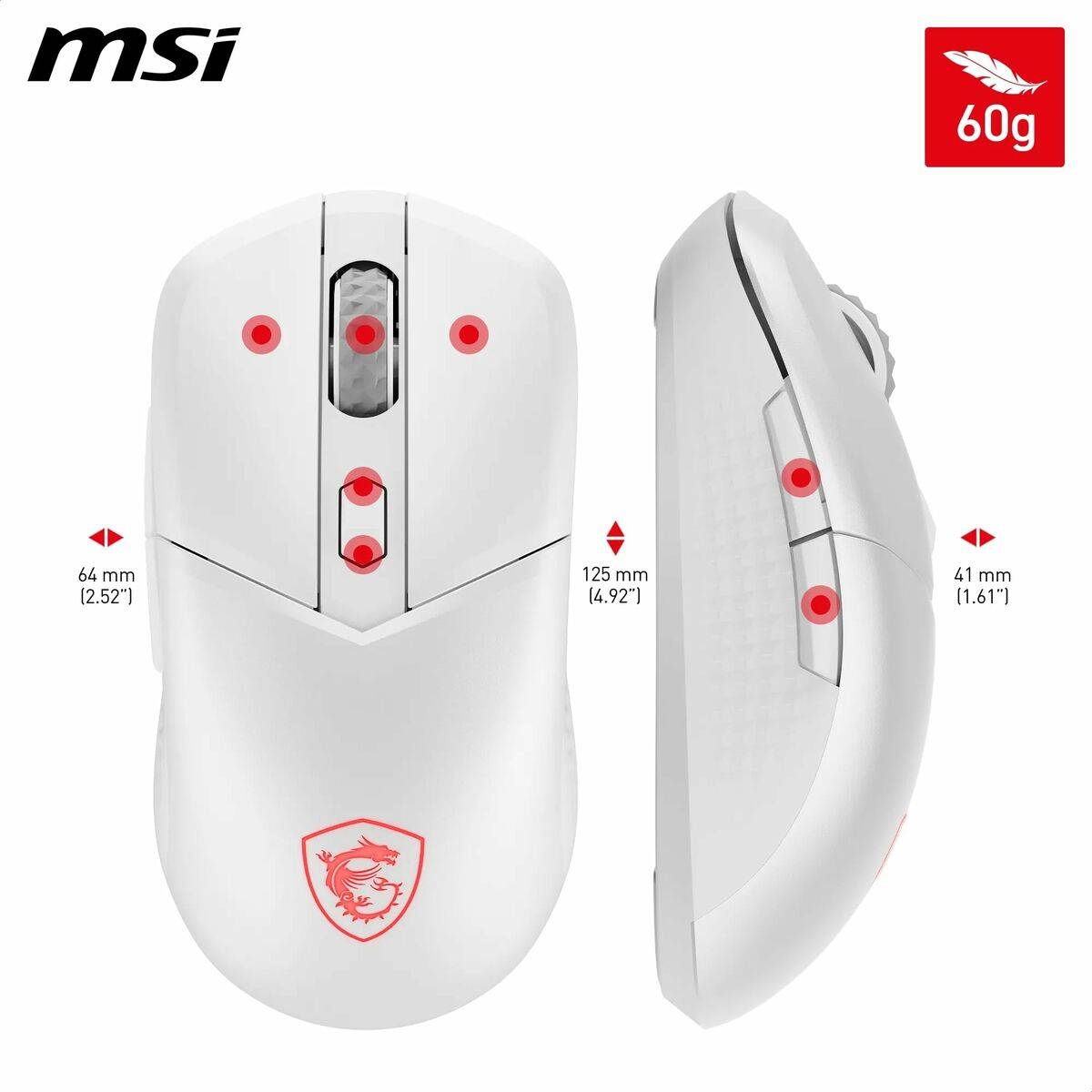 Ratón MSI S12-4301440-CLA Blanco 8000 dpi