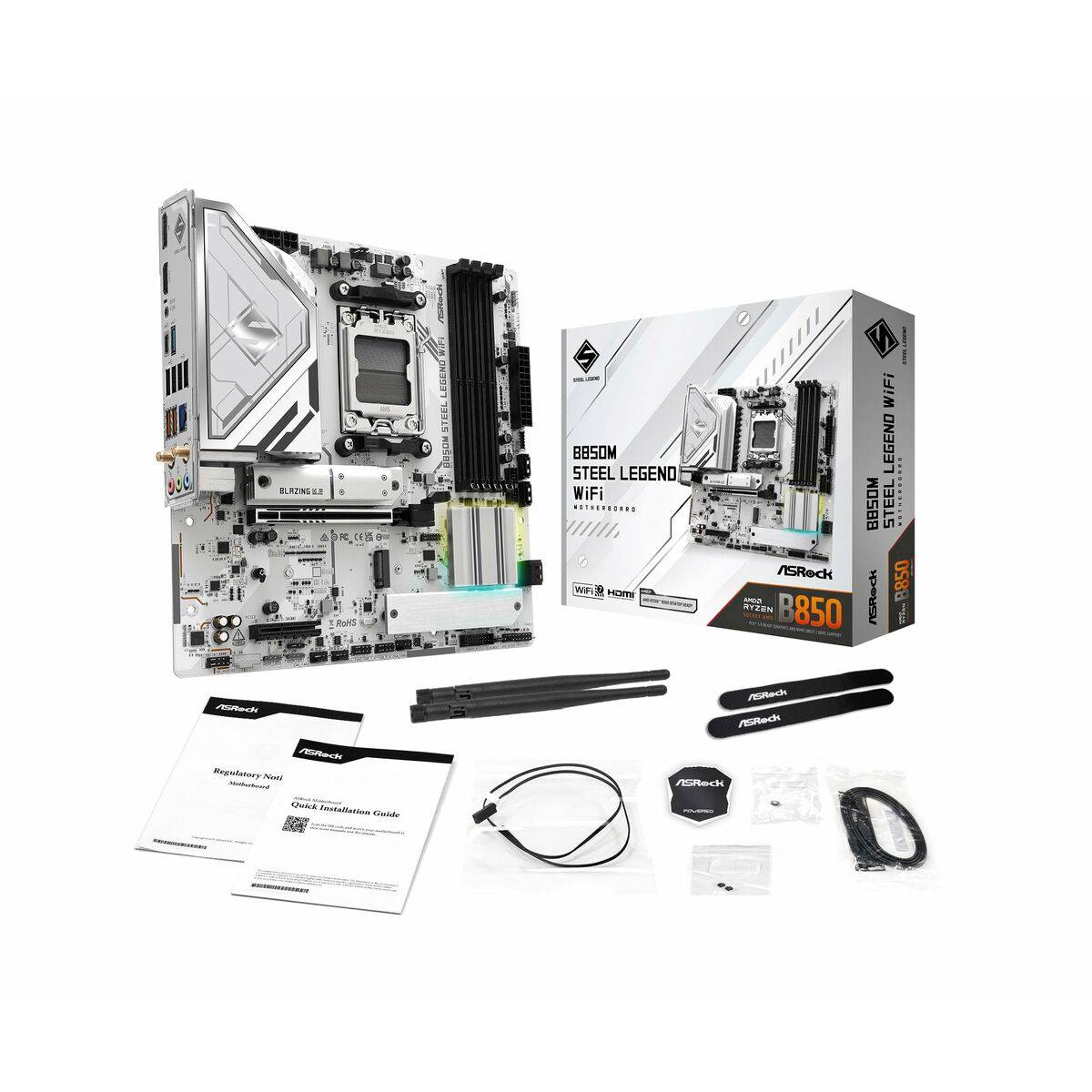 Placa Base ASRock B850M Steel Legend WiFi Intel Wi-Fi 6 AMD AM5 AMD B850