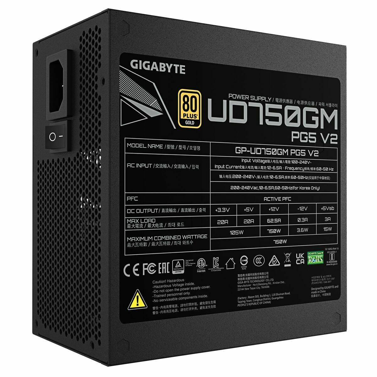 Fuente de Alimentación Gigabyte GP-UD750GM PG5 V2 750 W 80 Plus Gold