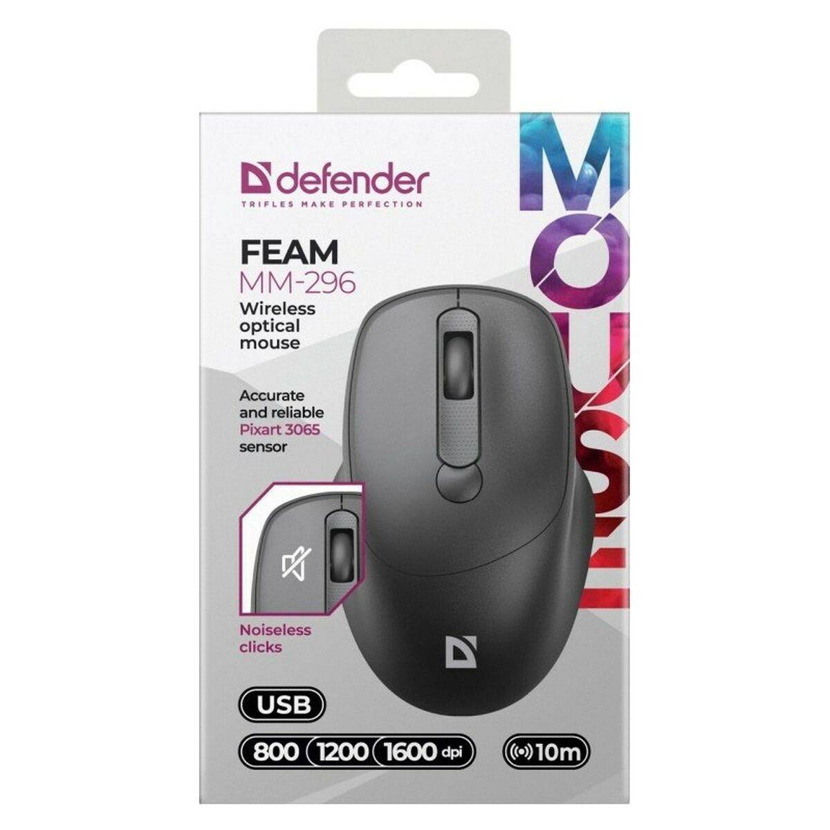 Ratón Gaming Defender FEAM MM-296 RF SILENT Negro