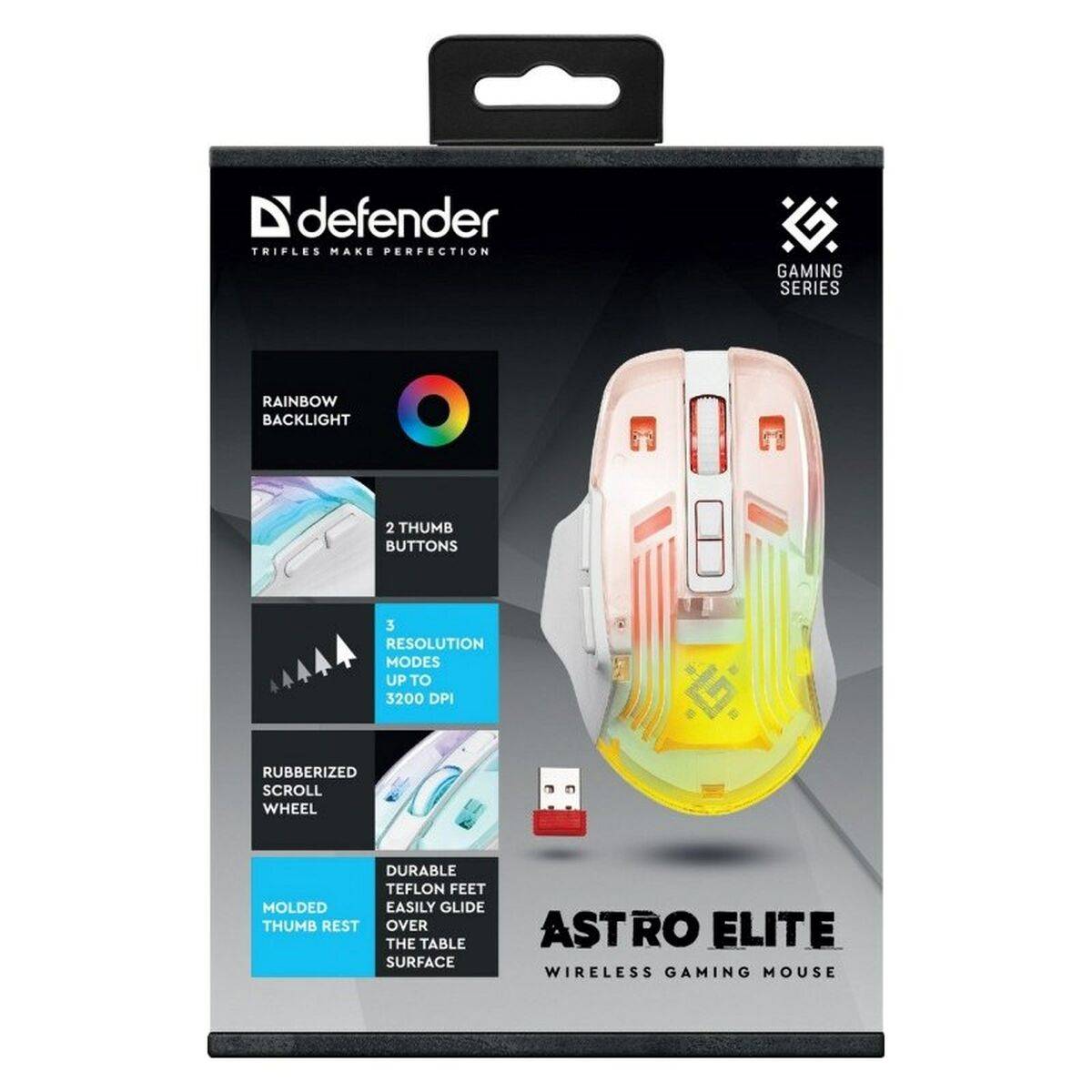 Ratón Gaming Defender GM-056 ASTRO ELITE Blanco 3200 DPI
