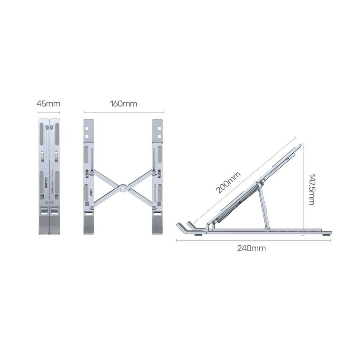 Soporte para Portátil Plegable y Regulable Unitek OT155SL Aluminio