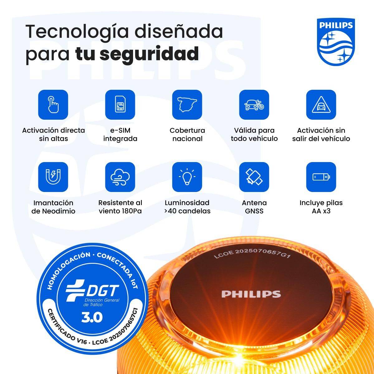 Baliza de Emergencia V16 conectada DGT 3.0 Philips SFL1000M/10