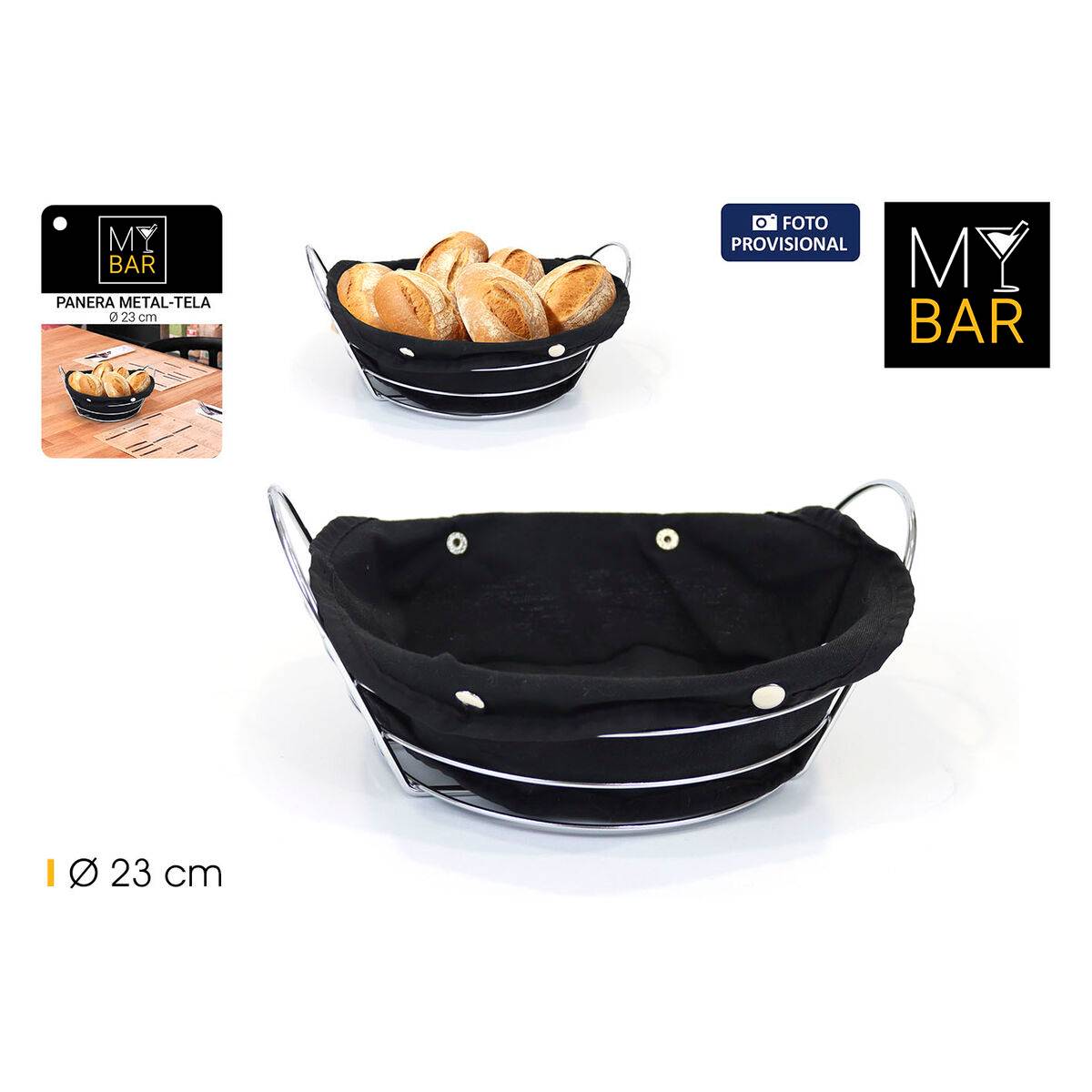 Panera My Bar Negro Metal 26 x 23,5 x 11,2 cm (12 Unidades)