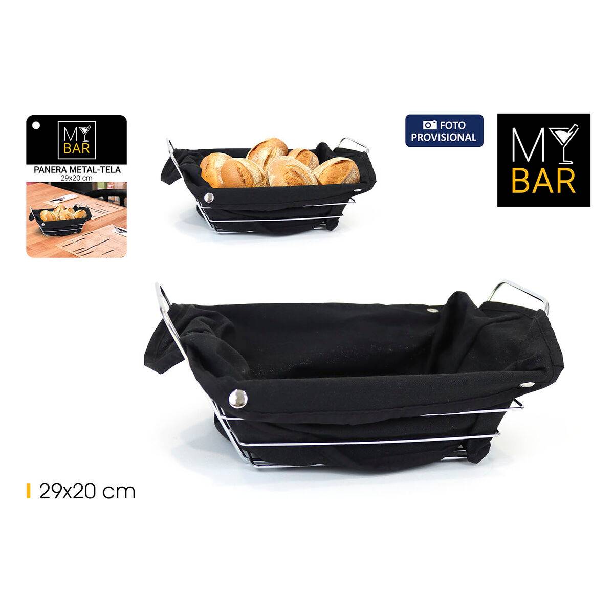 Panera My Bar Negro Metal Rectangular 29 x 20 x 11,7 cm (12 Unidades)