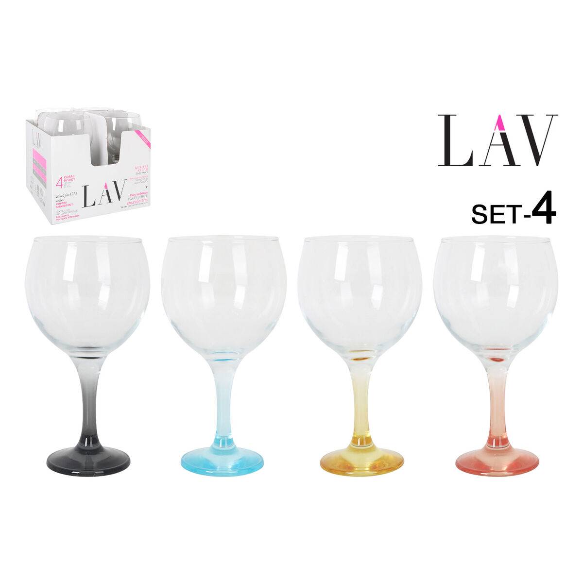 Set de Copas LAV 645 ml 9,4 x 20 cm 4 Piezas (16 Unidades)