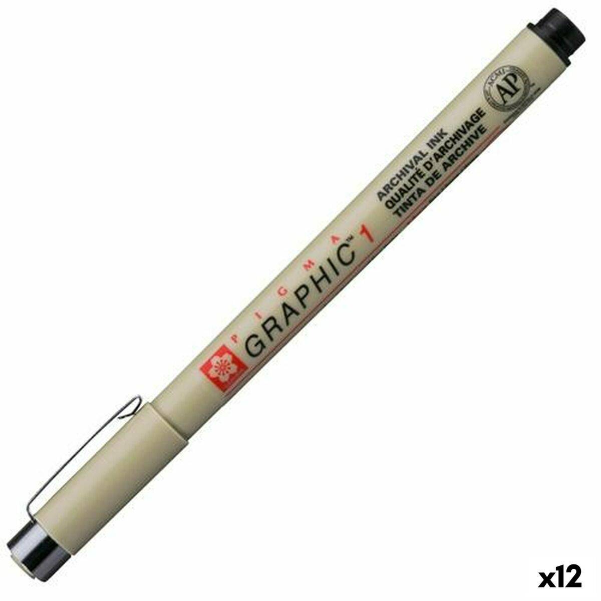 Rotuladores Talens Sakura PIGMA GRAPHIC 1 Negro (12 Unidades)
