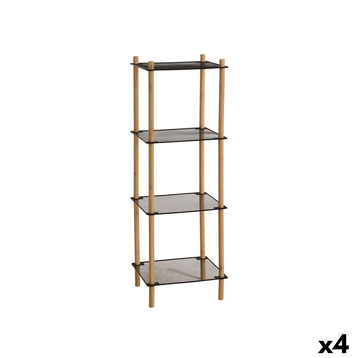 Estantería MobleKit Metal Bambú 35 x 30 x 100 cm (4 Unidades)