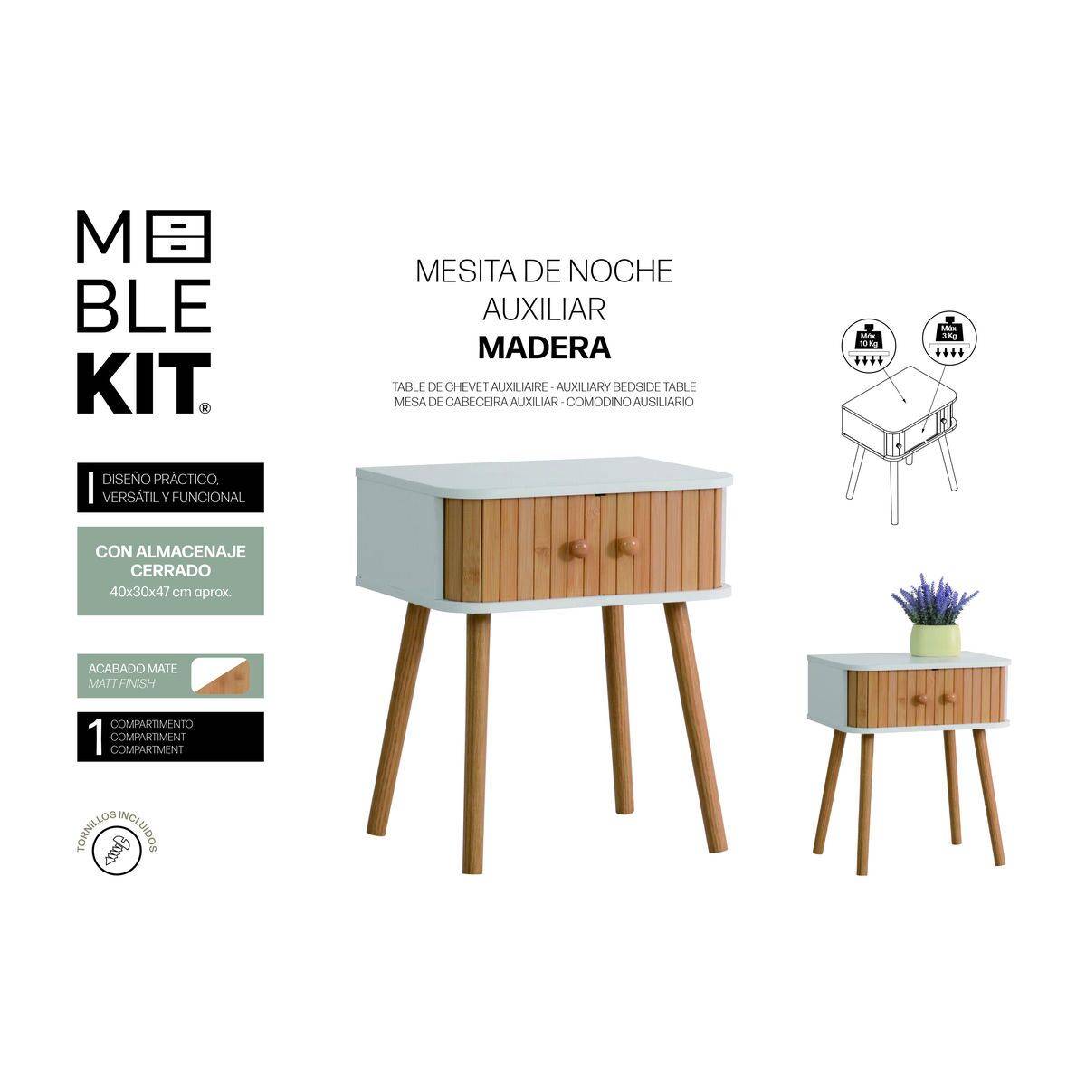 Mesa auxiliar MobleKit 40 x 30 x 47 cm (4 Unidades)