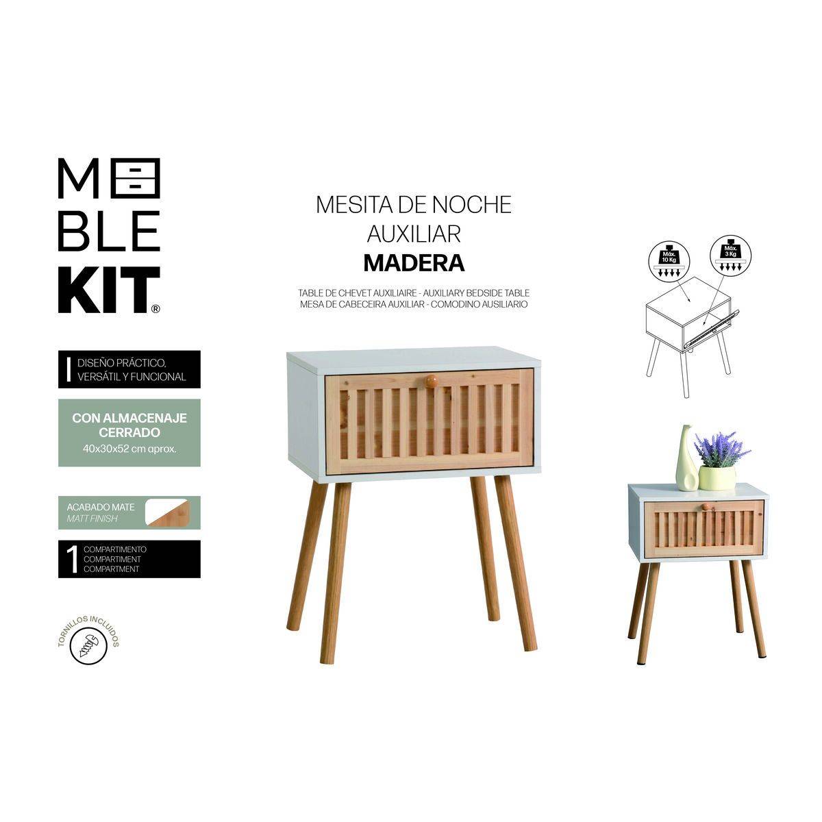 Mesa auxiliar MobleKit 40 x 30 x 52 cm (4 Unidades)