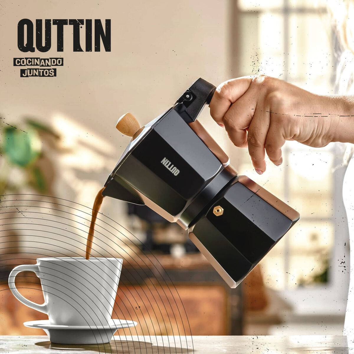 Cafetera Italiana Quttin Aluminio 0,3 L (6 Unidades)