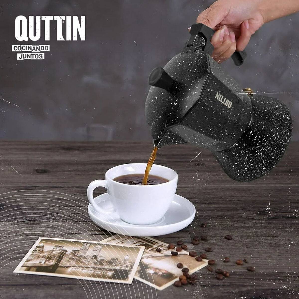Cafetera Italiana Quttin Aluminio 0,45 L (6 Unidades)