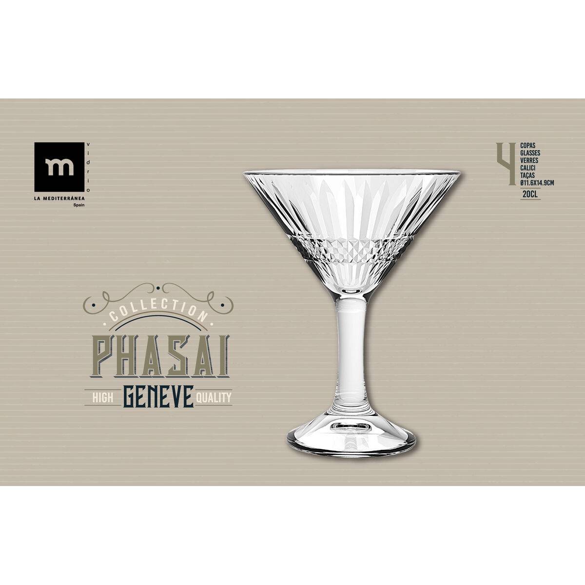 Copa de cóctel La Mediterránea Phasai geneve Transparente Vidrio 200 ml (24 Unidades)