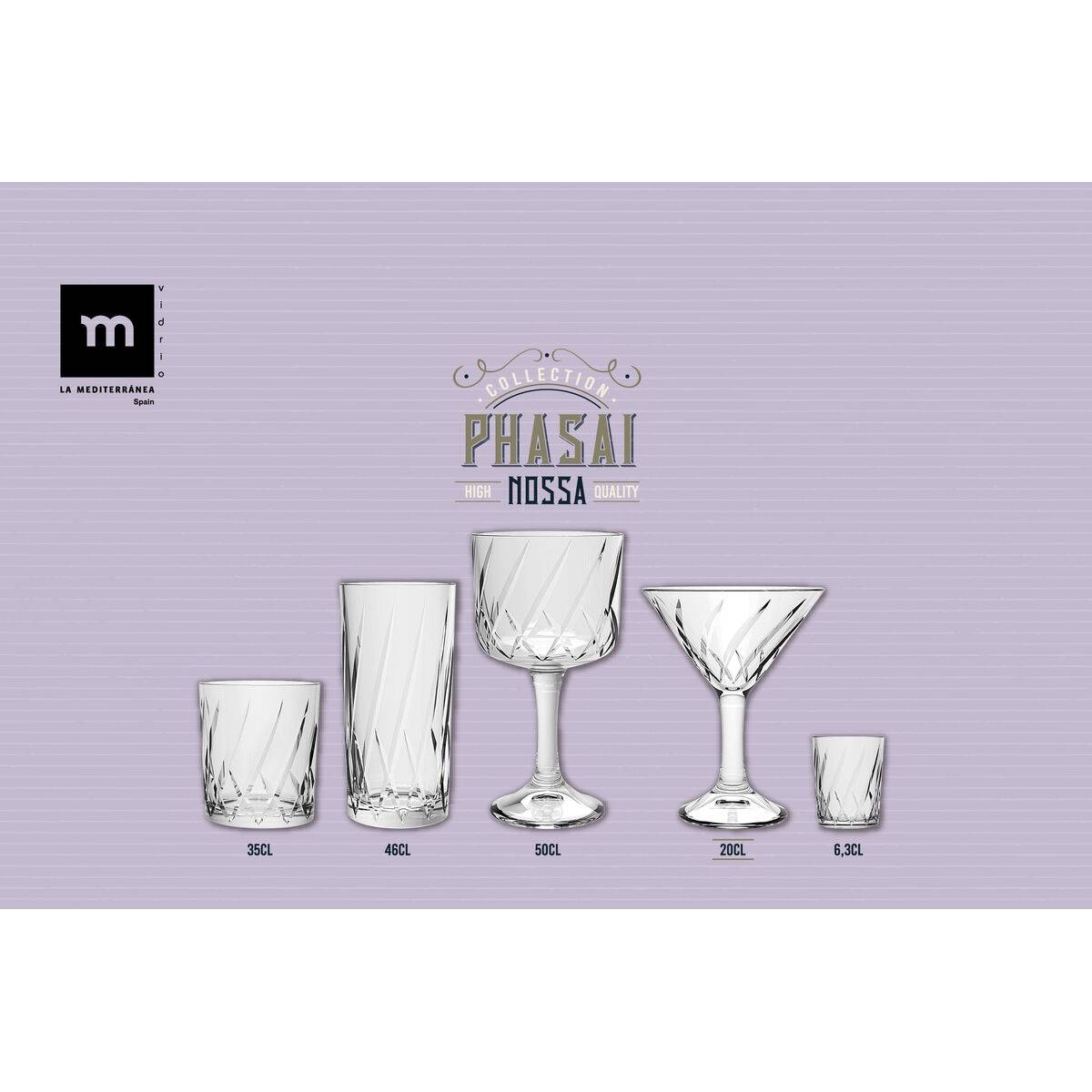 Copa de cóctel La Mediterránea Phasai nossa Transparente Vidrio 200 ml (24 Unidades)