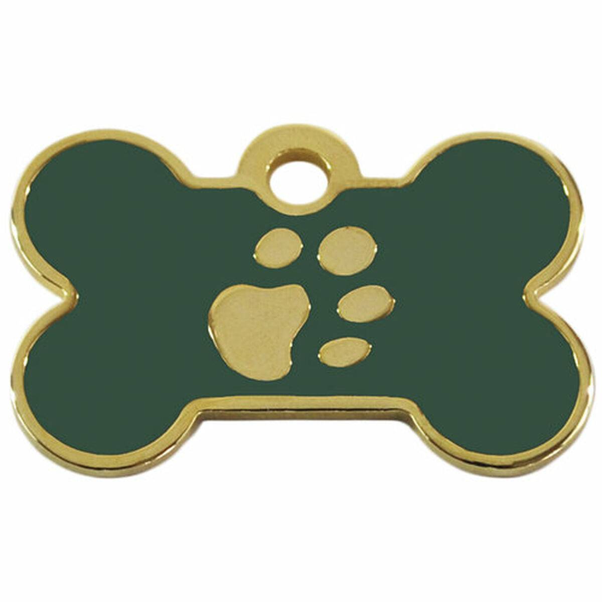 Placa identificativa para collar Imarc Verde Dorado Hueso Aluminio