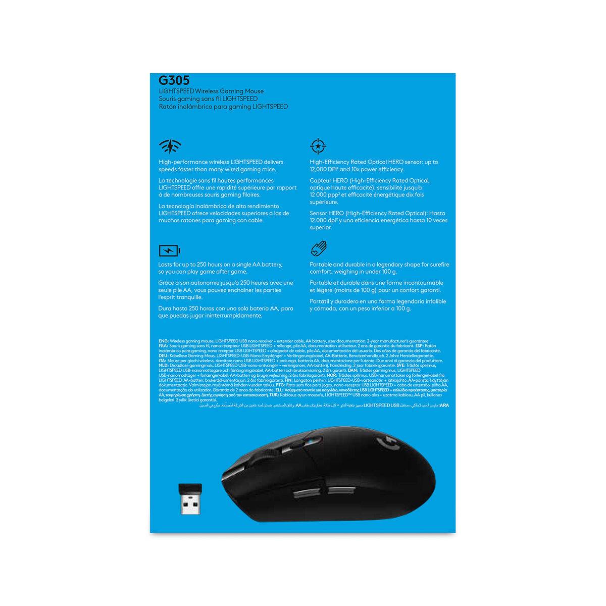 Ratón Logitech G305 12000 dpi Negro