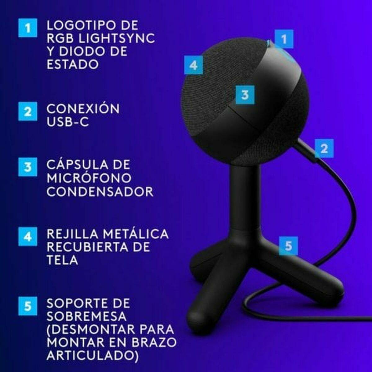 Micrófono Logitech 988-000551 Negro