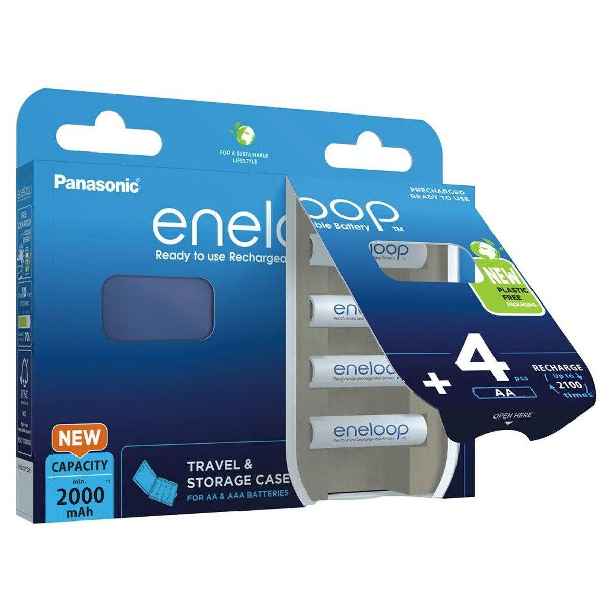 Pilas Recargables Panasonic BK-3MCDE/4CP+CASE