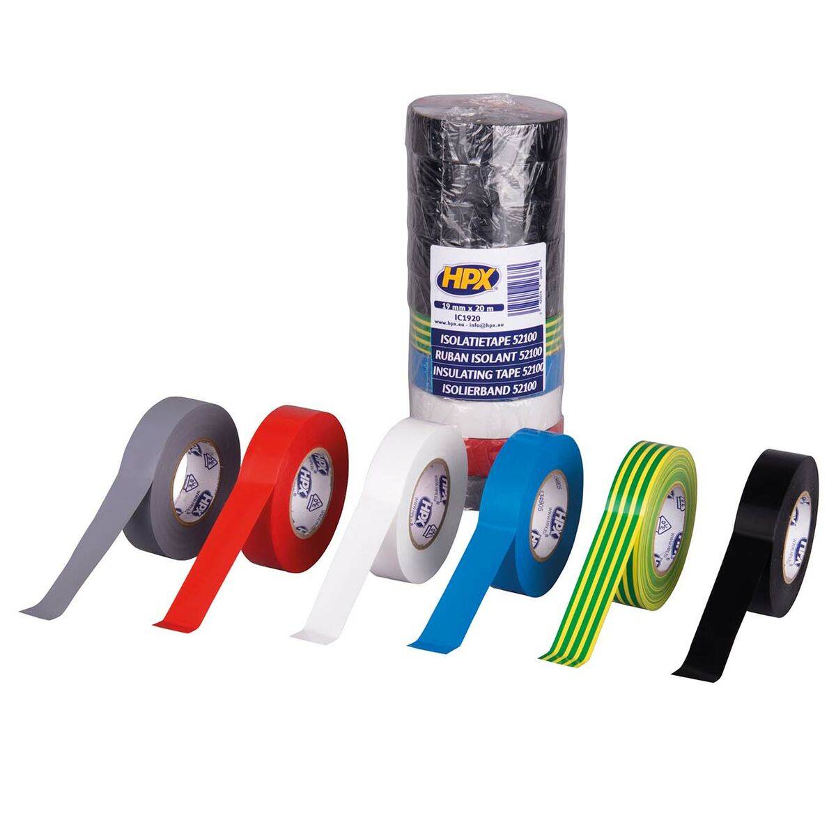 Cinta aislante HPX Multicolor 19 mm x 20 m PVC Caucho 10 Unidades