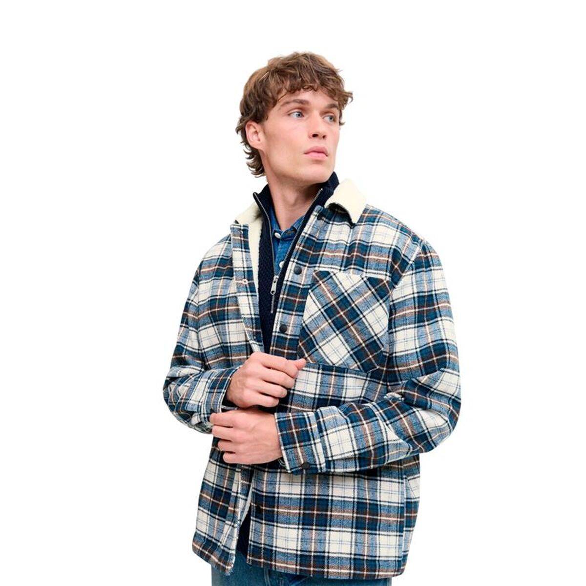 Camisa de Manga Larga Hombre Jack & Jones Jjzac Teddy Overshirt Ls Azul oscuro