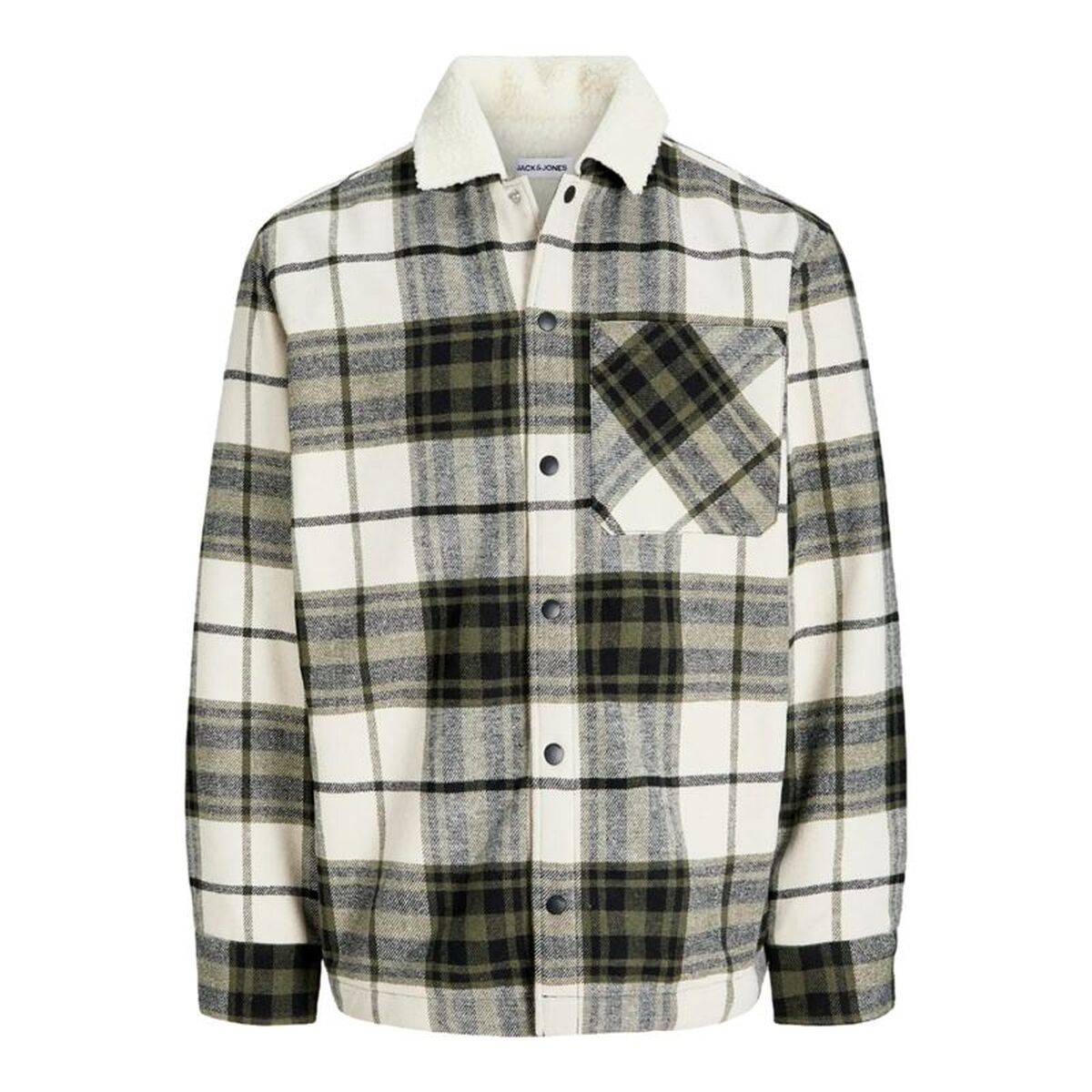Camisa de Manga Larga Hombre Jack & Jones Jjzac Teddy Overshirt Ls Oliva