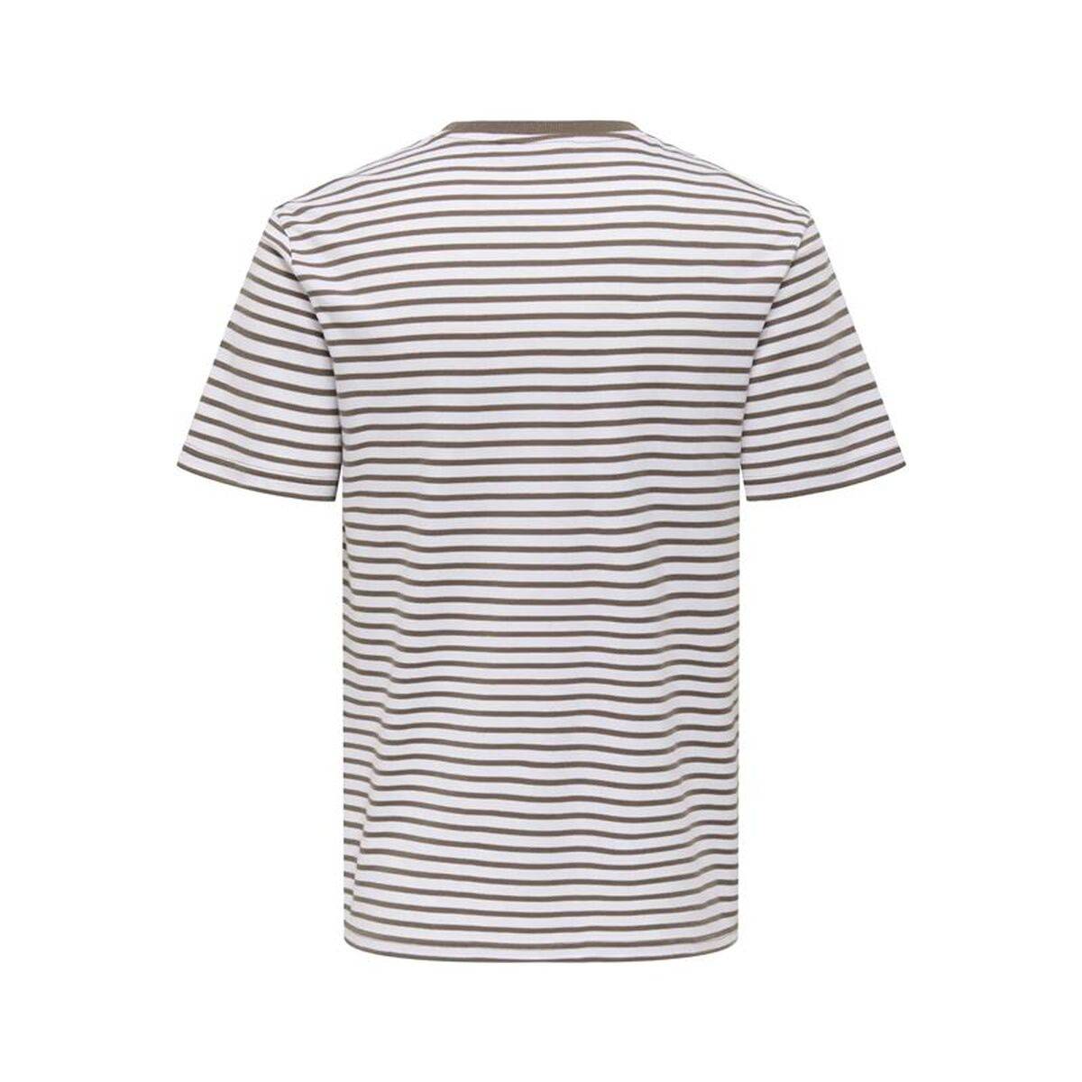 Camiseta de Manga Corta Hombre Only & Sons Onsdawson Reg Stripe Marrón claro