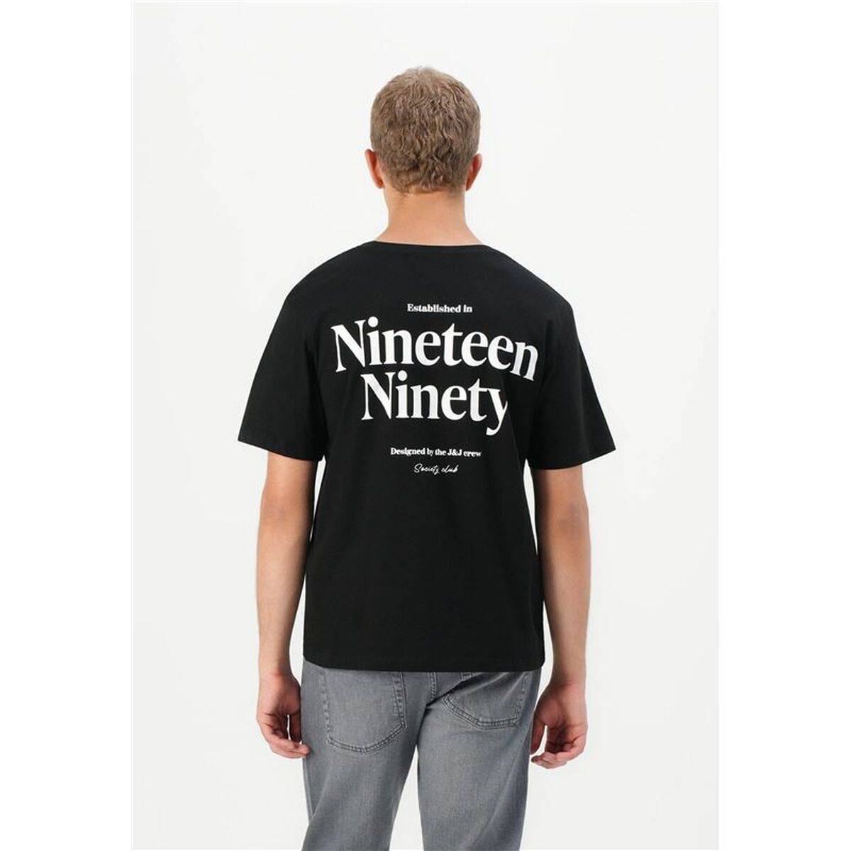 Camiseta de Manga Corta Hombre Jack & Jones Jjninety Ss Crew Negro