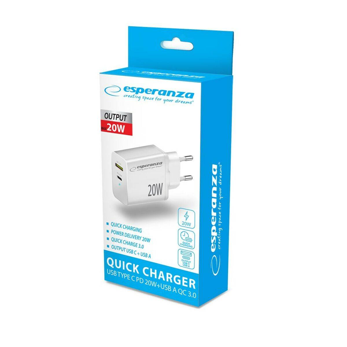 Cargador de Pared Esperanza EZC105W Blanco 20 W