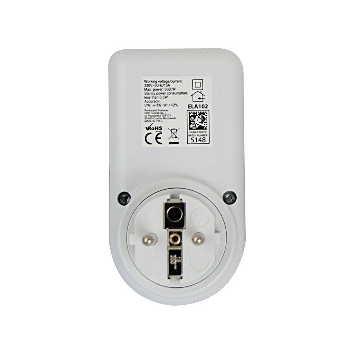 Enchufe con monitor de consumo eléctrico Esperanza ELA102 Blanco 3680 W