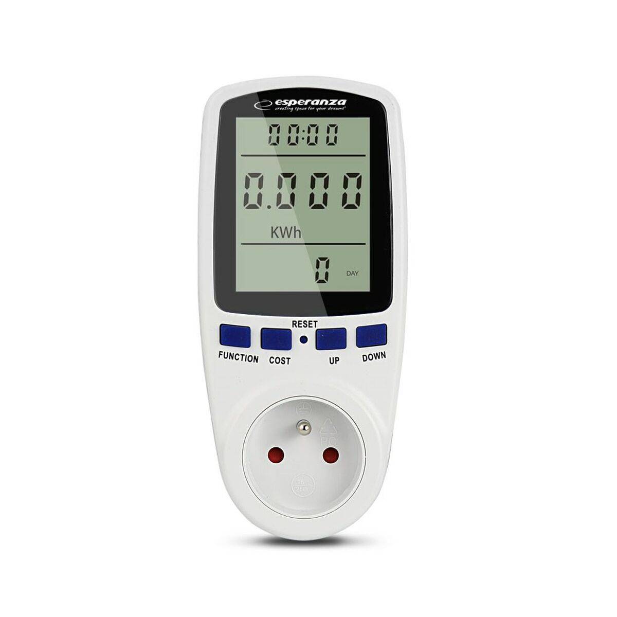Enchufe con monitor de consumo eléctrico Esperanza ELA103 Blanco 3680 W