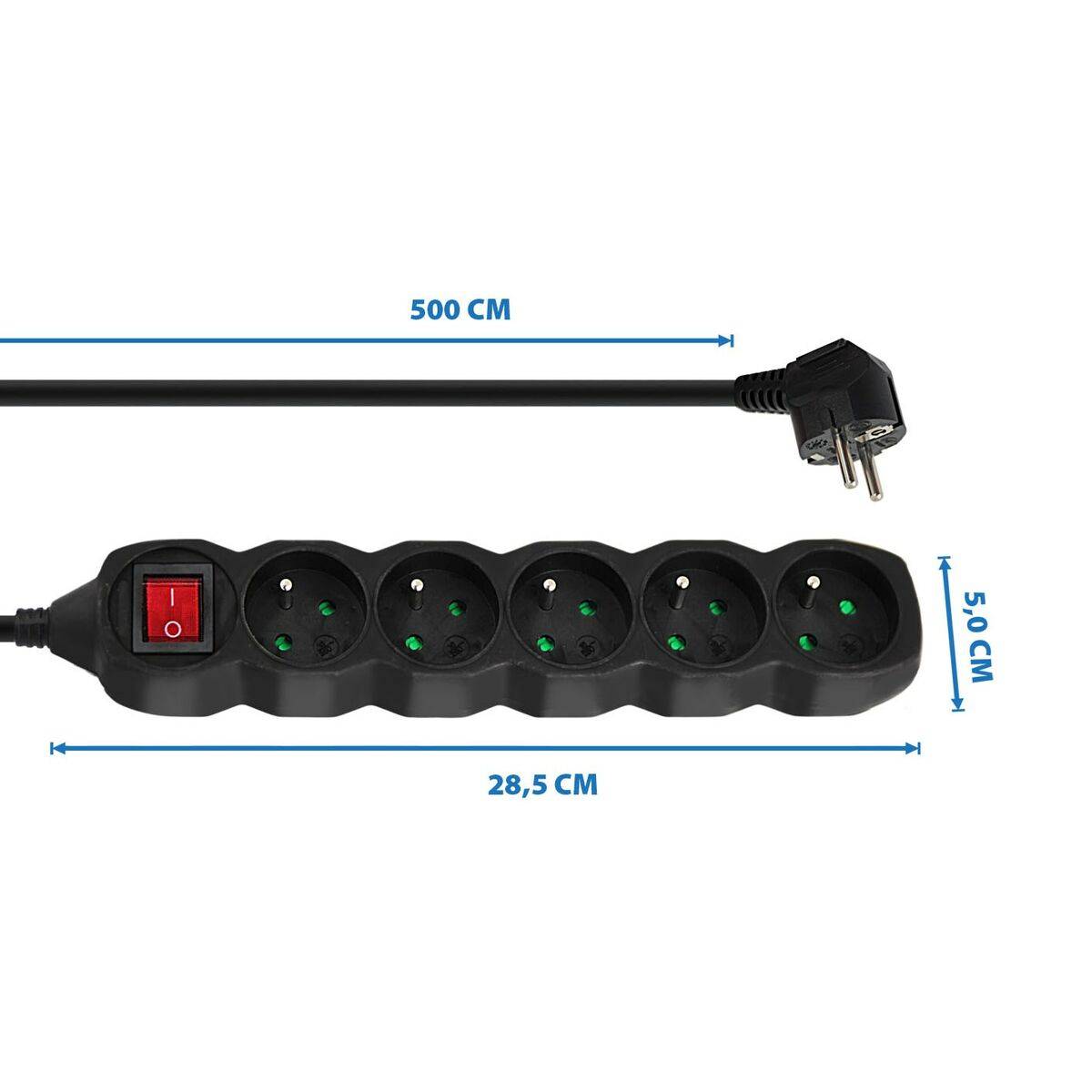 Regleta Enchufes 5 Tomas con Interruptor Esperanza ELK216K 3680 W (5 m)