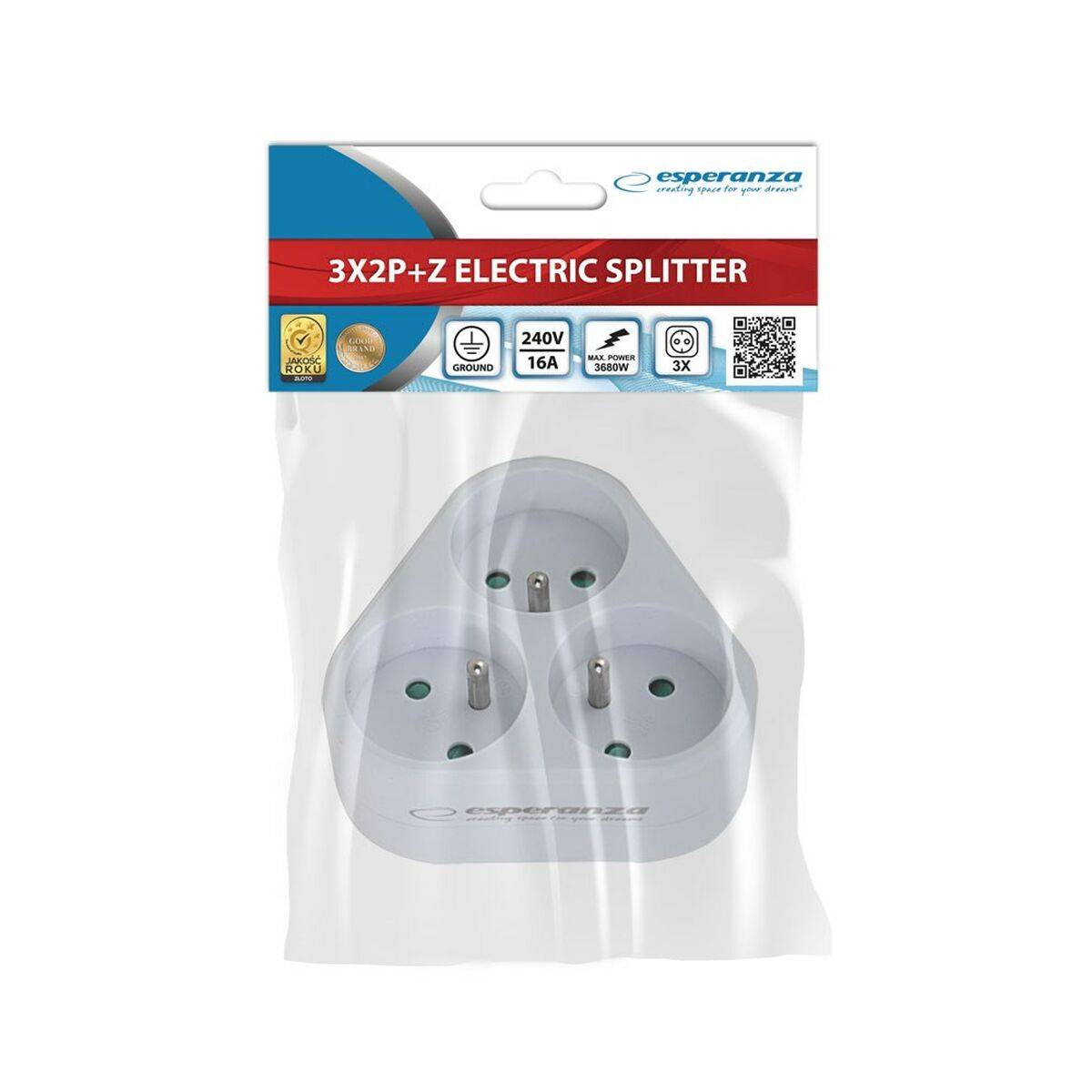 Ladrón de enchufe Esperanza ELK303W 3 Enchufes