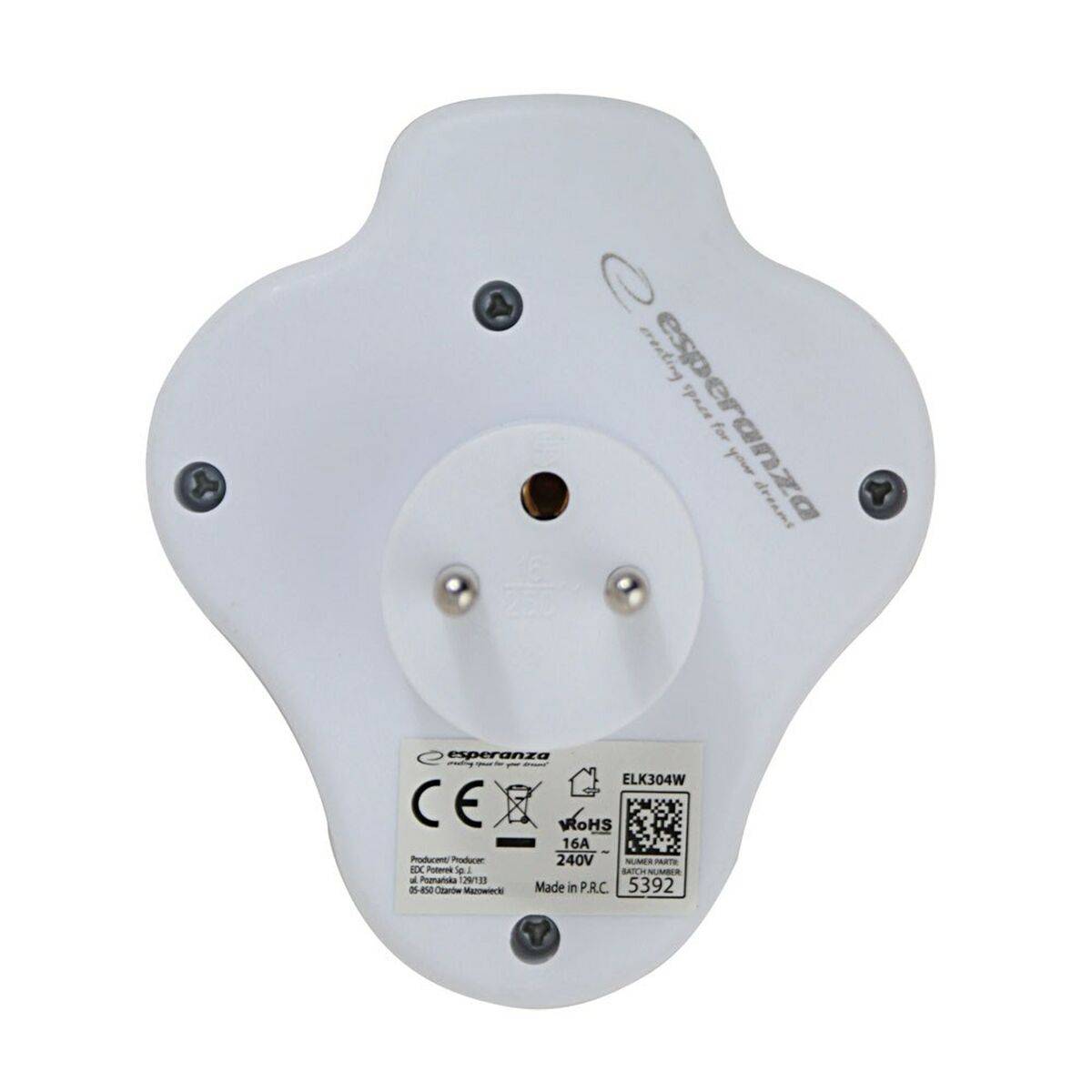 Ladrón de enchufe Esperanza ELK304W 3 Enchufes