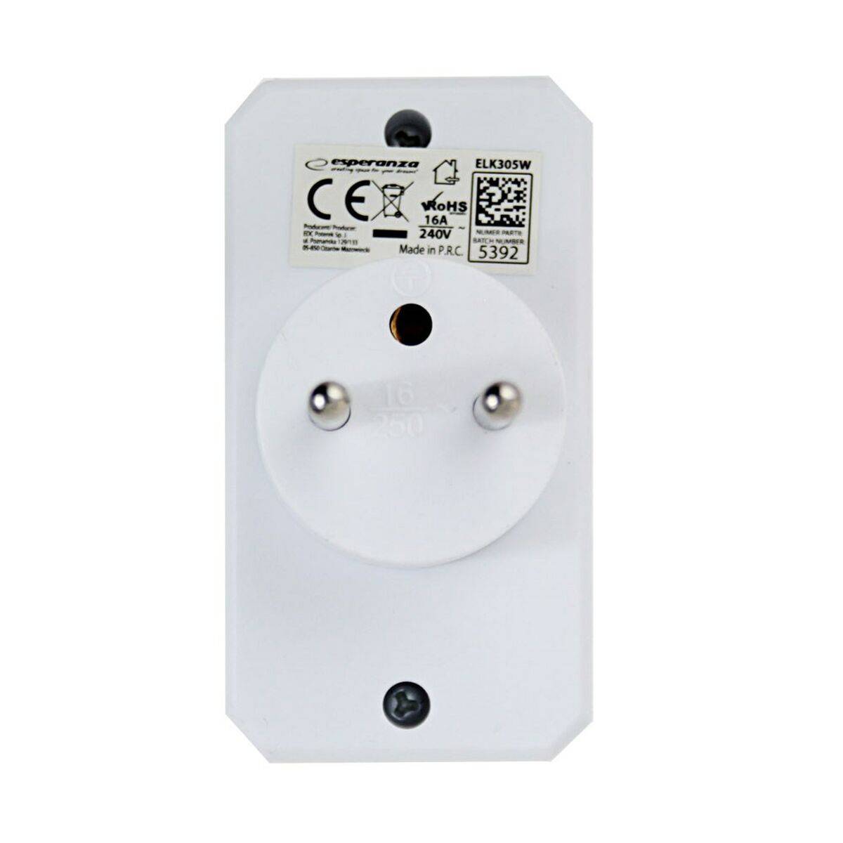 Ladrón de enchufe Esperanza ELK305W 2 Enchufes