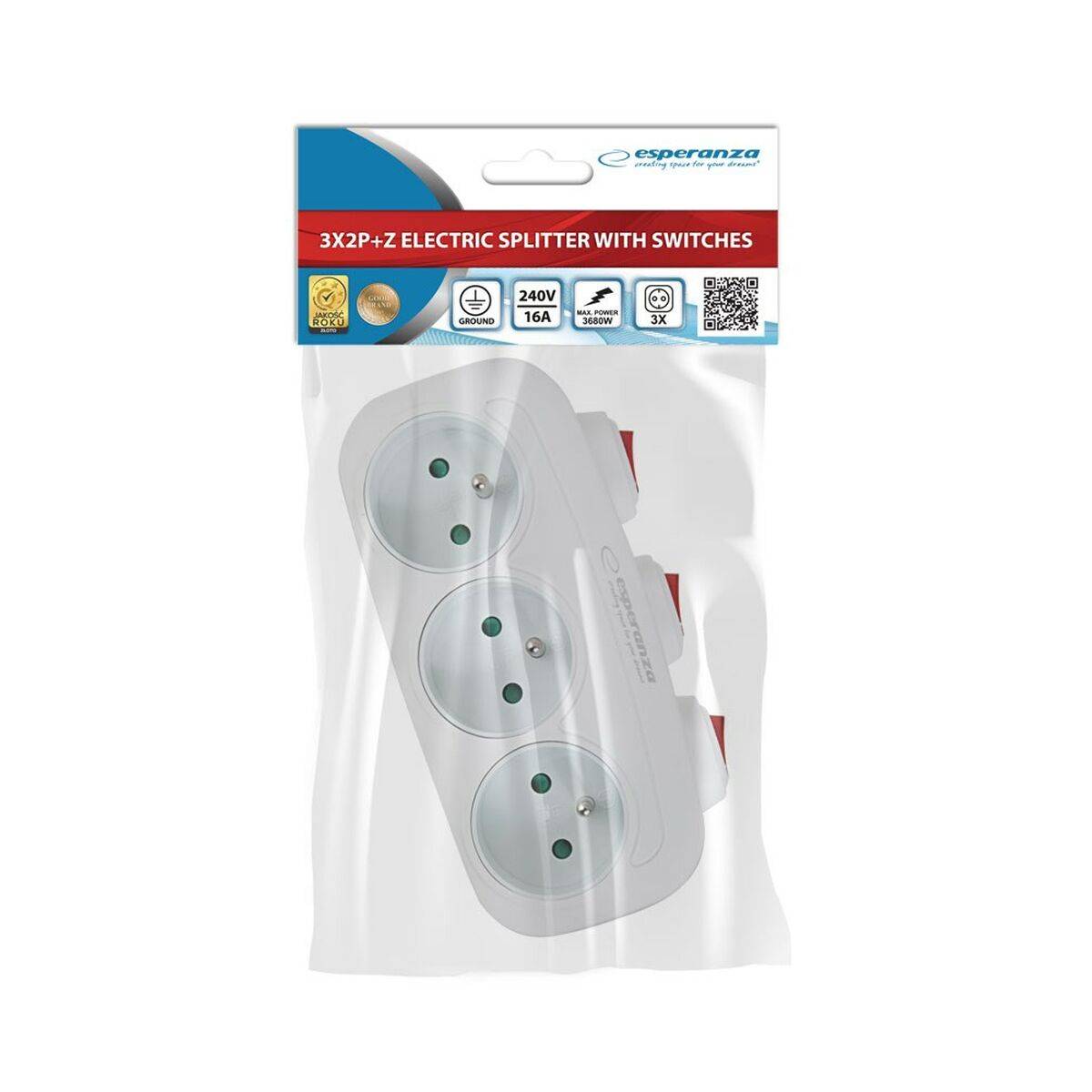 Ladrón de enchufe Esperanza ELK307W 3 Enchufes
