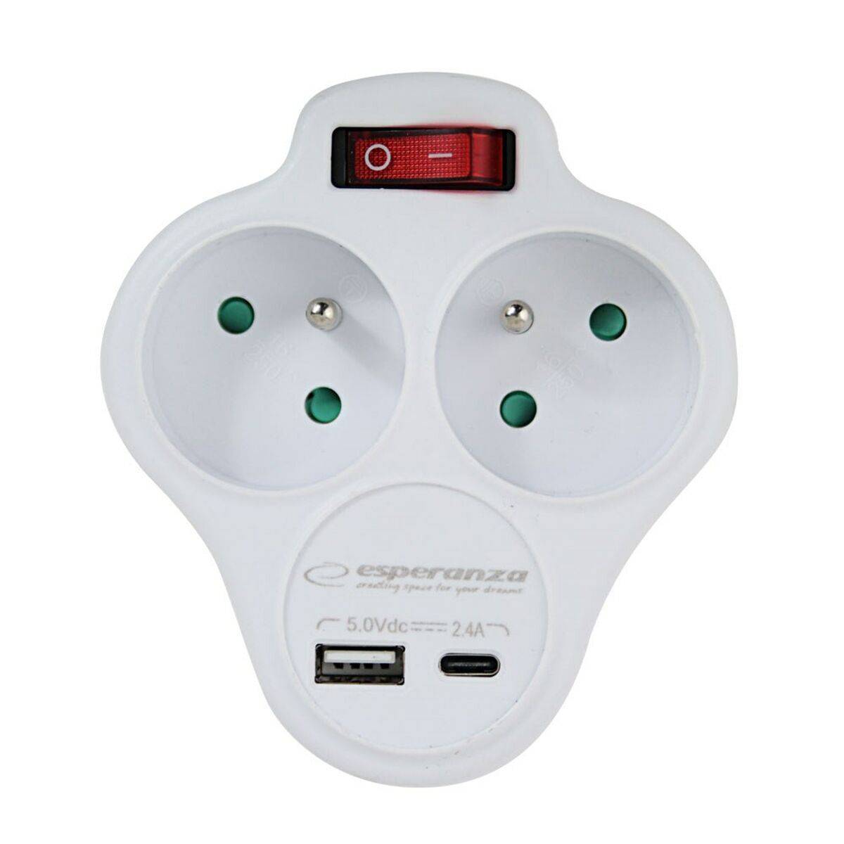 Ladrón de enchufe Esperanza ELK311W 2 Enchufes