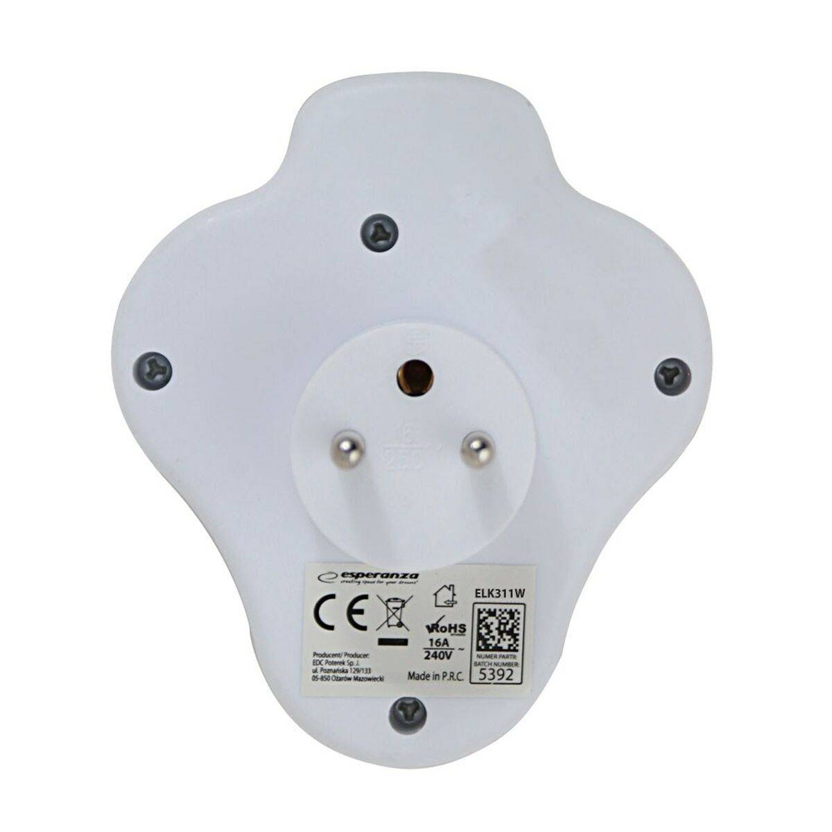 Ladrón de enchufe Esperanza ELK311W 2 Enchufes