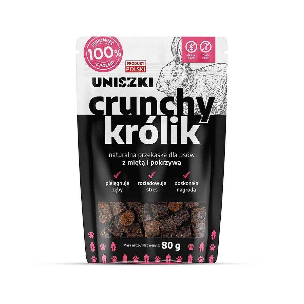 Snack para Perros Uniszki Crunchy Conejo con Menta y Ortiga Conejo 80 g